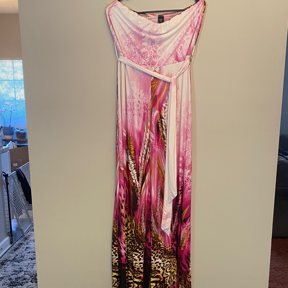 GIBIU Pink and Brown strapless soft Lycra jumpsuit 2 available 2x and 3x